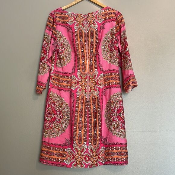 Laundry by Shelli Segal Women's Pink Sheath Dress 8 Multicolor Print 3/4 Sleeve - Picture 4 of 12